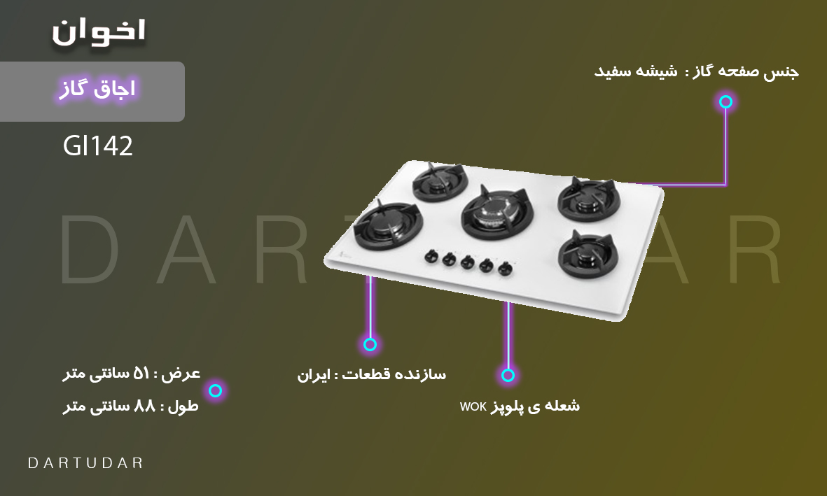 چرا اجاق گاز پنج شعله مدل GI142 اخوان بهترین انتخاب است؟