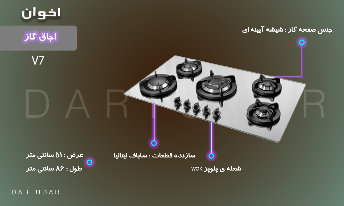 4 مزیت مهم اجاق گاز پنج شعله مدل V7 اخوان