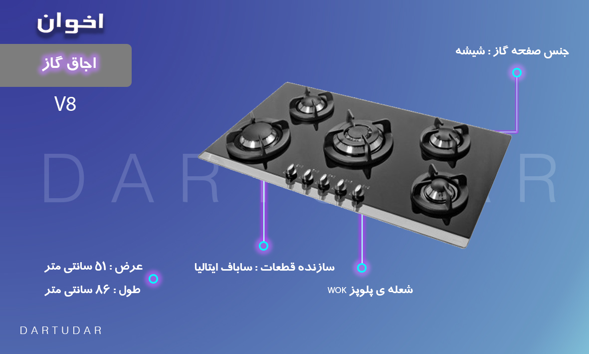 4 مزیت مهم اجاق گاز پنج شعله مدل V8 اخوان